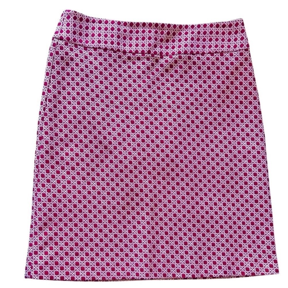 Talbots Patterned Red and White Pencil Skirt